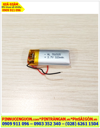 Lipo 701535, Pin tai nghe Bluetooth 701535 (7mmx15mmx35mm) Pin sạc Lipolymer 3.7v 320mAh